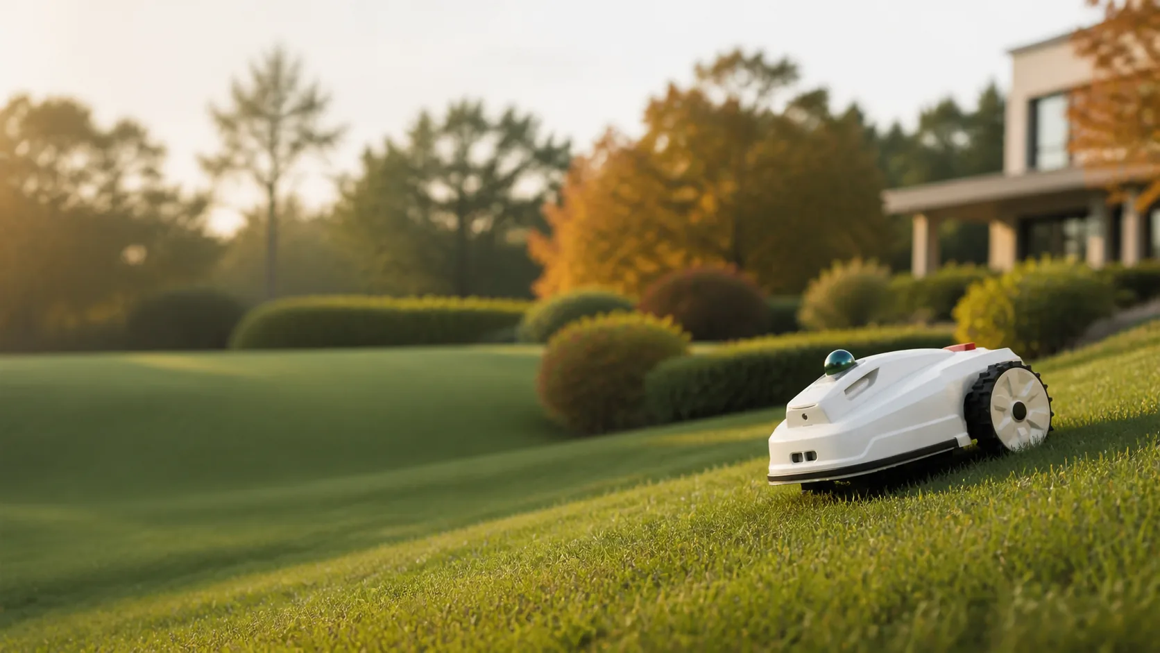 FJD robotic mower adapting to changing residential terrain